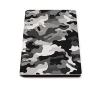 Black Grey White Camo A5 Loose Leaf Notebook, Premium PU Leather Refillable 6-Ring Binder Journal, Durable Cover Lined Paper Lay Flat Design for Writing Journaling and Organization