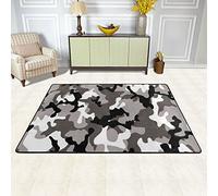 Black Grey White Camo Area Rug Non-Slip Play Mat Ultra Soft Indoor Carpet for Bedroom Playroom Classroom Living Room