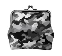 Black Grey White Camo Coin Purse for Women Men, Small PU Leather Change Purse, Fashion Coin Wallet Clutch with Kiss Lock, Vintage Coin Pouch for Daily Life, Cars, Travel, Party