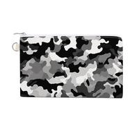 Black Grey White Camo Coin Purse with Zipper Coin Wallet Coin Pouch Canvas Change Purse Pouch Zero Wallet Coin Bag