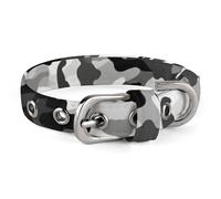 Black Grey White Camo Dog Collar with Metal Buckle Collar Handmade Traction Protective Sleeve for Small Medium Dogs Cats and Pets