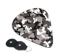 Black Grey White Camo Guitar Picks, 6 Pcs Guitar Plectrums double-sided printing, suitable for acoustic, electric and bass guitars, including 0.46 mm 0.71 mm 0.96 mm