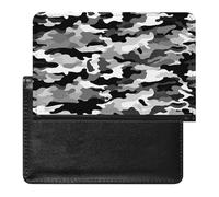 Black Grey White Camo Passport Holder Vaccine Card Holder Travel Document Organizer Credit Card Organizer for Women/Men