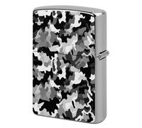 Black Grey White Camo Print Metal Lighter Cover Case, Vintage Cool Lighter Housing Funny Lighters Sleeve for Zippo Men Dad Husband Gift Collect