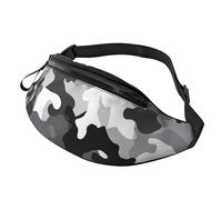 Black Grey White Camouflage Printed Personalized Waist Bag, Lightweight and Versatile Crossbody Bag for Everyday and Outdoor Adventures