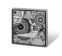 Black Grey White Mosaic Graffiti Patchwork Indian, Turkish Motifs Square Badge Smooth Surface Lapel Tie Pin, Lightweight Badge for Women Men Office Worker Nurse Teacher Student Shirts Backpack