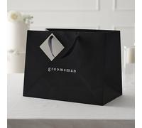 Black Groomsman Gift Bag with Tag, Large Wedding Gift Bag for Groomsman Gifts