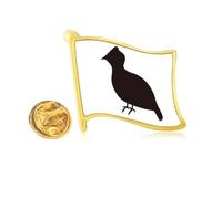 Black Grouse Animal Portrayal Golden Metal Flag Lapel Pin Badge