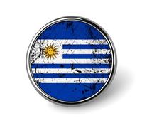 Black Grunge Texture Uruguay Flag Round Brooch Pin Badge Lapel Tie Pin for Women Men Office Worker Teacher Decor