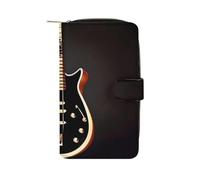 Black Guitar_77199205 Leather Wallet,Multiple Card Slots Clip,Multi-Functional Slim Billfold For Men Women