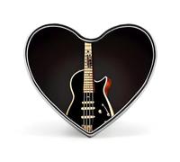 Black Guitar Button Pin Personalized Metal Round Badge for Backpack Clothing - Custom Photo Lapel Brooch Music Gift