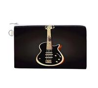 Black Guitar Coin Purse with Zipper Coin Wallet Coin Pouch Canvas Change Purse Pouch Zero Wallet Coin Bag