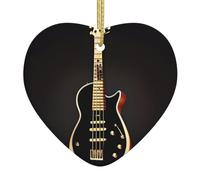 Black Guitar Patterned Heart-Shaped Ceramic Pendants Create a Warm Atmosphere for Homes, Parties, and Gifts.