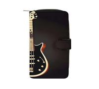 Black Guitar Wallet Multifunctional Leather Wallets for Men Compact Long Wallet Credit Card Holder Passport Bag