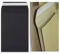 Black Gusset Envelopes Heavy Duty 125gsm Strong 25mm Expanding Archive Width Peel & Seal Envelopes, Paper Mailing Bags Pack of 50 (C6 162x114x25mm)