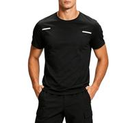 Black Gym T Shirts Men Quick Dry Performance Plain Workout Tops Short Sleeve Sports Running T Shirt Lightweight Breathable Oversized Casual Mens Activewear Tshirts Tops Shirts Size 5XL