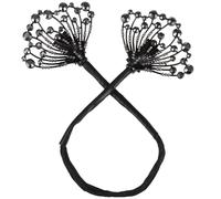 Black Hair Bun Fixed Clip Metal Cloth Hair Ornament | Easy to Put on Take, Versatile Twist Styling Aid, Chic Decorative Finish for Everyday Use