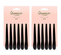 Black Hair Clips by Glamorize | Plastic Crocodile Hairpins | Hairdresser Sectioning Clips |6-Pack x 2| Includes E-book with Hair Styling Tips Using Different Hair Accessories