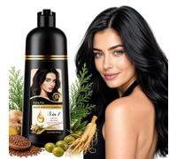 Black Hair Dye Shampoo 5 In 1, 100% Gray Hair Coverage, Instant Dye Shampoo For Wome Men, Herbal Ingredients Hair Care Colour Shampoos, Long Lasting, 500Ml