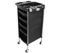 Black Hairdressing Trolley with 4 DrawersMobile Beauty Side Tray on Wheels for Barbershops and Salons Professional Hair Styling Storage Solution