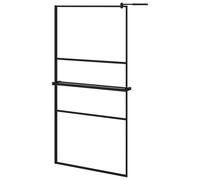 (black/half frosted, 100 x 195 cm) vidaXL Walk-in Shower Wall Bath Enclosure with Shelf ESG Glass and Aluminium