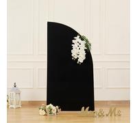 Black Half Moon Arch Cover Wedding Arch Backdrop Backdrops for Weddings Parties Baby Showers Event 5ft(Black,2.65x5ft)