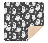 Black Halloween Ghost Baby Play Mat for Floor, 127x127 CM Playpen Mat,Thicken Soft Non-Slip Tummy Time Mat for Toddlers and Infants
