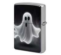Black Halloween Ghost Lighter Case Pouch Double-Sided Metal Lighter Sleeve Scratch & Drop Resistant Lighters Protector Fits Standard Kerosene Lighters Pocket Protective Cover for Camping Party