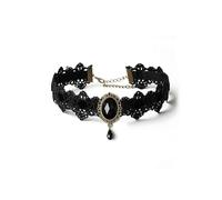 (black) Halloween Party Handmade Crystal Lace Necklace (Red) 1 Pieces (D-583-A)