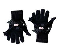 (Black) Halloween Winter Gloves - Magnetic Holiday Gloves | Winter Gloves Bat Decoration Thermal Warm Mittens for Cycling Hiking Walking