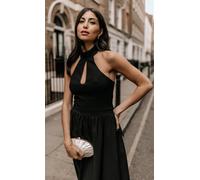 Black Halter Neck Keyhole Midaxi Dress Little Mistress Black 14
