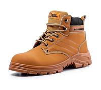Black Hammer 6007 Mens Work Boots Tan Steel Toe Cap Safety Boots, High Protection With Ankle Support (10 Uk)