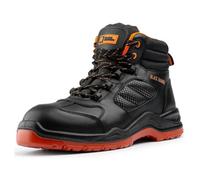 Black Hammer Composite Safety Boots For Men Non-Metallic Lightweight Durable Work Shoes Non-Slip Anti-Static Smooth Leather 8844 (12 Uk)