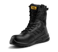 Black Hammer Genuine Leather Combat Boots For Men Military Tactical Police Work Safety Boots With Steel Toe Cap, Lightweight 6666 (10 Uk)