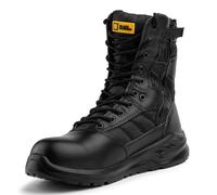 Black Hammer Genuine Leather Combat Boots for Men: Military Tactical Police Work Safety Boots with Steel Toe Cap, Lightweight Ankle Support Outdoor Use 6666 (8 UK)