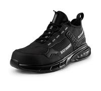 Black Hammer Lightweight Safety Trainers for Men - Air Bubble Comfort, Non-Slip Work Shoes, Steel Toe Cap with Pull Tie Laces Day Wear 5599 Black (11 UK)