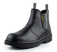 Black Hammer Men's Chelsea Safety Work Boots Smooth Leather Steel Toe Cap Utility Pull-On Footwear for Outdoor & Indoor Construction Dealer Shoes Workwear Ideal for Everyday Jobs 1600 S3 SRC (9 UK)