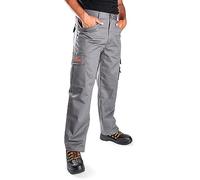 Black Hammer Mens Combat Work Trousers Cargo Pants Multi Pockets Joggers Reinforced Seams Tradesman Grey (30W / 31L)