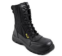 Black Hammer Mens Leather Composite Toe Cap Boot S2 SRC Waterproof Military Army Desert Combat Walking Safety Zip Up Work High Ankle 9999 (12 UK) Black