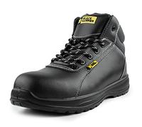 Black Hammer Mens Leather Safety Boots S3 SRC Composite Toe Cap Kevlar Non Metallic Metal Free lightweight Work Shoes Ankle Hiker 1500 (10 UK)