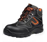 Black Hammer Mens Leather Safety Boots S3 SRC Steel Toe Cap Work Shoes Ankle Hiking Walking 6652 (12 UK)