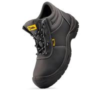 Black Hammer Men's Safety Boots Steel Toe Cap Midsole Protection Full Grain Leather Memory Foam Insoles Water-Resistant Outdoor Work Shoes Perfect for Warehouse Professionals S3 SR William (14 UK)