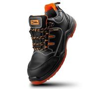Black Hammer Men's Safety Trainers Genuine Leather Waterproof Composite Toe Cap Professional Work Shoes Non-Slip Lightweight Comfortable for Outdoor and Indoor Use 9007 (5 UK) Black