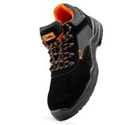 Black Hammer Mens Safety Trainers Lightweight Composite Toe Cap with Midsole Protection Work Boots Shoes Hiker Extra Grip S1P SRC 1557 (7 UK) Black