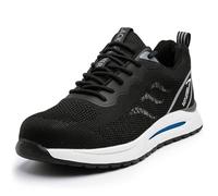 Black Hammer Men's Safety Trainers Steel Toe Cap & Midsole Protection Lightweight Work Shoes for Professional Trade Warehouse Non-Slip Water-Resistant Echo 2300 Black (5 UK)