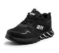 Black Hammer Men's Safety Trainers with Steel Toe Cap with Midsole Protection Non-Slip Water-Resistant Work Shoes for Professional Utility & Warehouse Comfortable Mesh Black 2500 (6 UK)