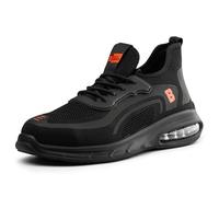 Black Hammer Men's Safety Work Trainers with Steel Toe Cap & Midsole Protection Lightweight Trekking Shoes for Everyday Professional Warehouse Workwear Non-Slip Footwear Black 3000 S1P SRC (5 UK)