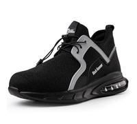 Black Hammer Mens Steel Toe Cap Trainers for Work Safety Shoes|Lightweight & Comfortable |Cushioned Non-Slip Soles S1P SRC 1900 Black (8 UK)