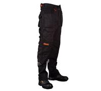 Black Hammer Mens Work Trousers Multi Pockets Cargo Heavy Duty Triple Stitched with Cordura Reinforcing Stress Points and Knee Pad Pockets Phenomenal Adult Workwear Trousers (28W / 29L) Black
