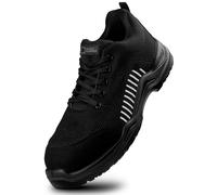 Black Hammer Safety Trainers Mens Composite Toe | Lightweight, Slip & Puncture Resistant, Comfortable Professional Grade Trainer Work Shoe S1P SRC 2222 (7 UK,B-White)